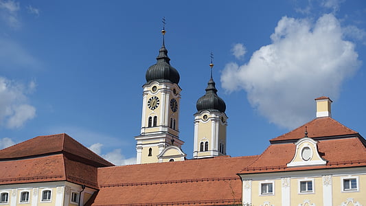 Steeple, Roggenburg, barokk, kirik, tornid, palverändurite kirik, katoliku