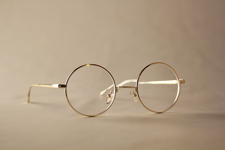 szemüveg, retro, arany