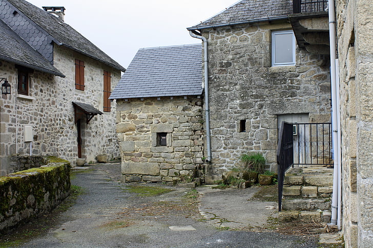 casas de piedra, casas antiguas, aldea piedra, hamlet francés, edificios de piedra