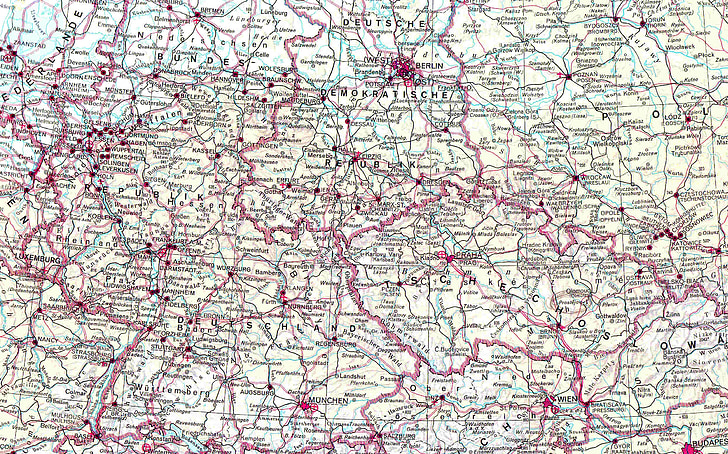 zemljevid, vzhodnega bloka, Češka, Avstrija, Evropi, Nemčija