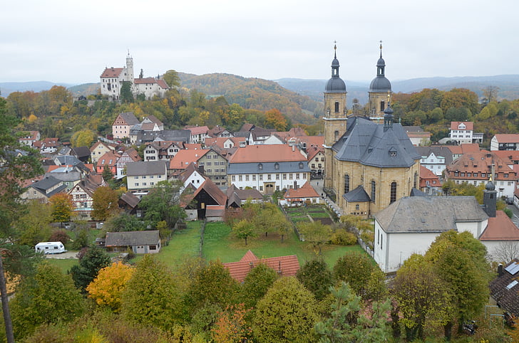 Gößweinstein, eski şehir, Katedrali, dağ town, tarihsel olarak