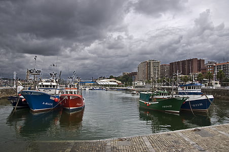mar, barco, Porto, Barça, pesca, procurar, paisagem