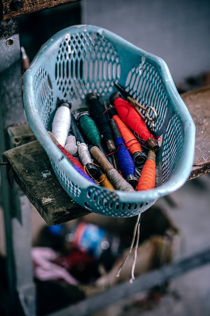 yarn, thread, tray, sew, tie, industrial, factory