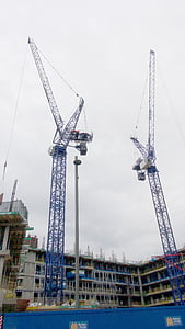 crane, construction, site, concrete, industry, work, business