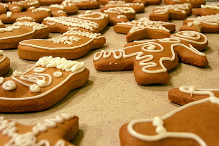 cookie, jahe, bentuk, bintang, manusia salju, kaus kaki, pohon Natal