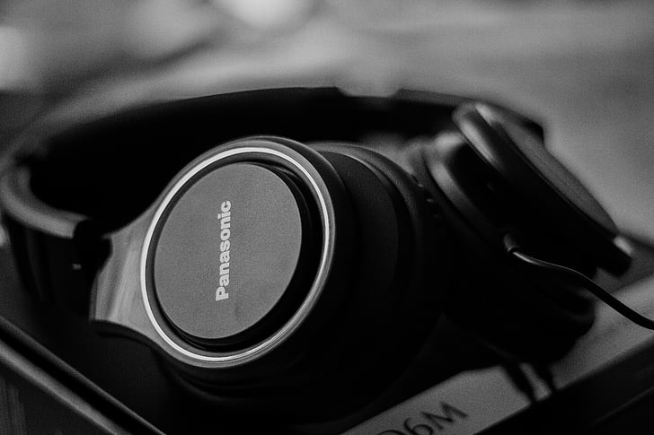 áudio, preto e branco, Borrão, clássico, close-up, escuro, eletrônica