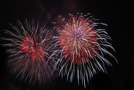 fuochi d'artificio, bianco, rosso, luce, Colore, nuovo anno lunare, bella