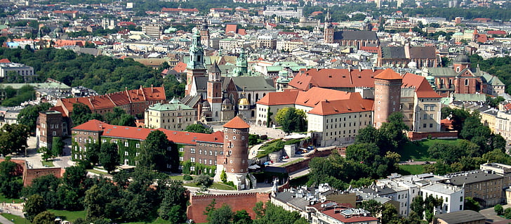Kraków, Wawel, slottet, antenne, Polen, museet, arkitektur