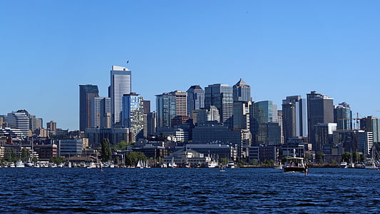 skyline de Seattle, União do lago, Washington