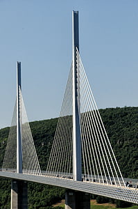 Jembatan, arsitektur, Jembatan Millau, Prancis, Pilar, jembatan suspensi, kafan