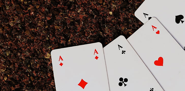 aces, four, card game, gambling, heart, diamonds, cross