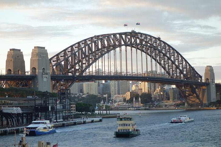 port, Bridge, Australien, havet, færge, båd, Sydney