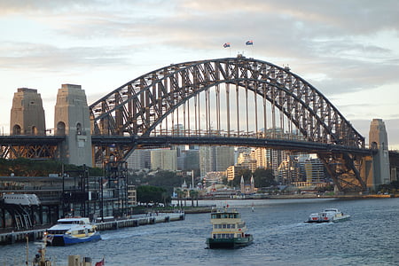 端口, 桥梁, 澳大利亚, 海, 天星渡轮码头, 小船, 悉尼