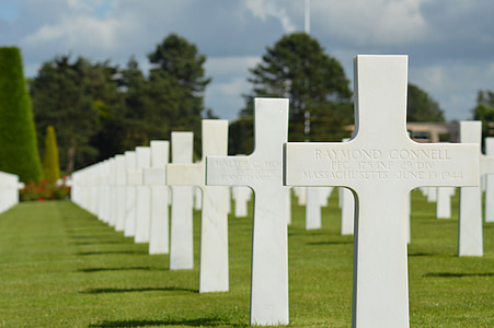 fällt, zum Gedenken, amerikanischen Friedhof, Normandie, Hommage, Soldat, Landung