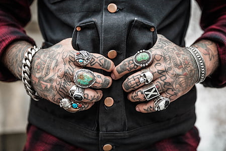 hands, tattoos, rings, accessories, drawing, design, ethnic