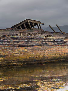 naufragi, Escòcia, reflexionar, fusta, vaixell, rovellat, fusta
