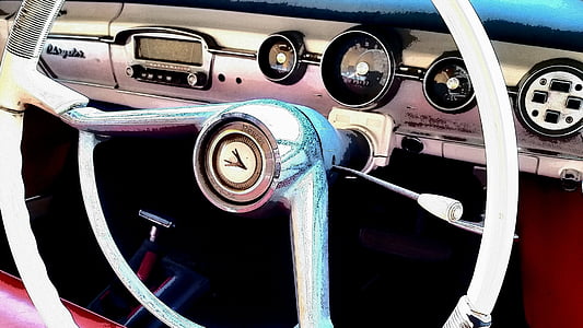 chrysler, classic car, vintage car, dashboard, steering, steering wheel, car