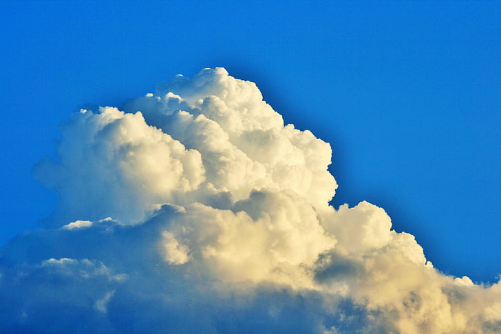 Cumulus-moln, molnet, Cumulus, vit, skrymmande, staplade, tät