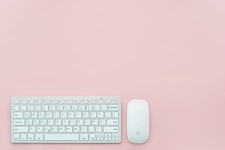 apple, background, clean, desk, feminine, flatlay, keyboard