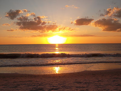 zachód słońca, Plaża, Latem, Ocean, Wyspa