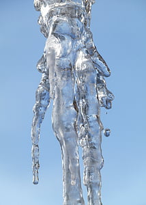 icicle, ice, winter, season, transparent, blue, sky