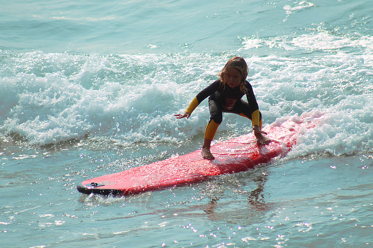 Surf, barn, stranden, Sol, Mar, vatten, Kid