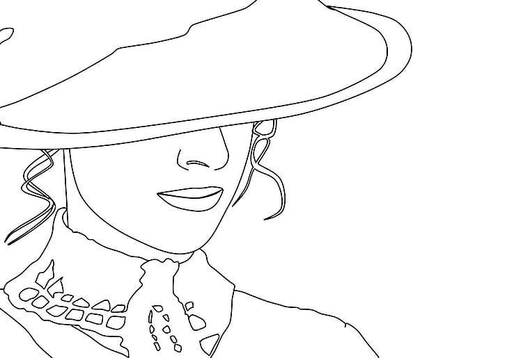mujer, victoriana, dibujo, sombrero, clásica mujer, mujeres, Ilustración