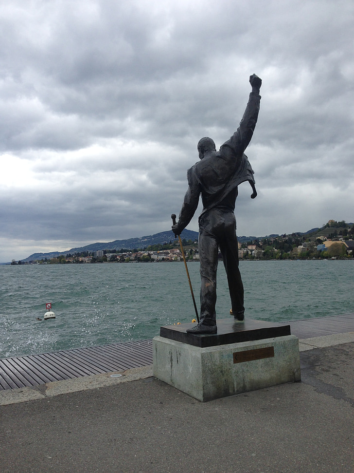 Đài tưởng niệm, nước, Lake, Montreux, Thuỵ Sỹ, Lake geneva, cơn bão