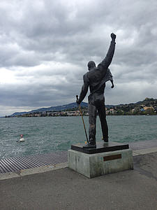 Monument, vee, Lake, Montreux, Šveits, Genfi järv, torm