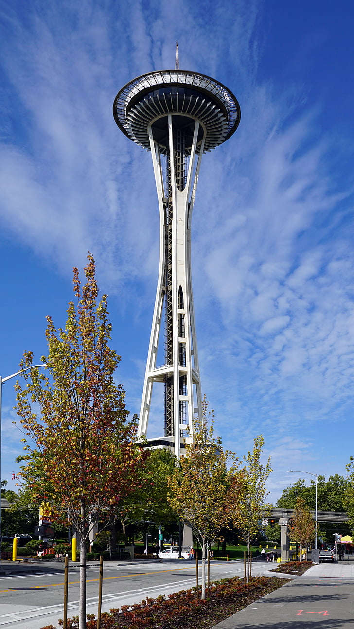 spaceneedle, Seattle, Amerika, novērošanas tornis, slavena vieta, ārpus telpām, debesis