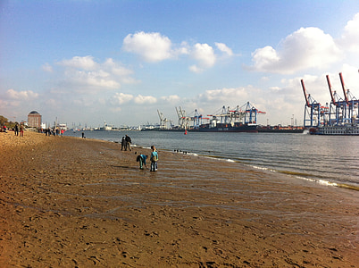 Port, Hamburg, Elbe beach
