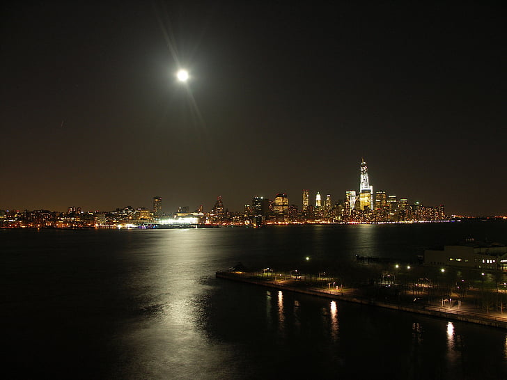 New York-i, NY, NYC, New york city, város, éjszaka, Skyline