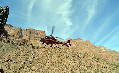 grand canyon, canyon, helicopter, chopper, rock, view, tourism