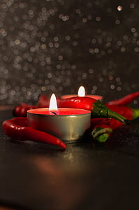 candles, chillies, hot, candle, flame, christmas, decoration