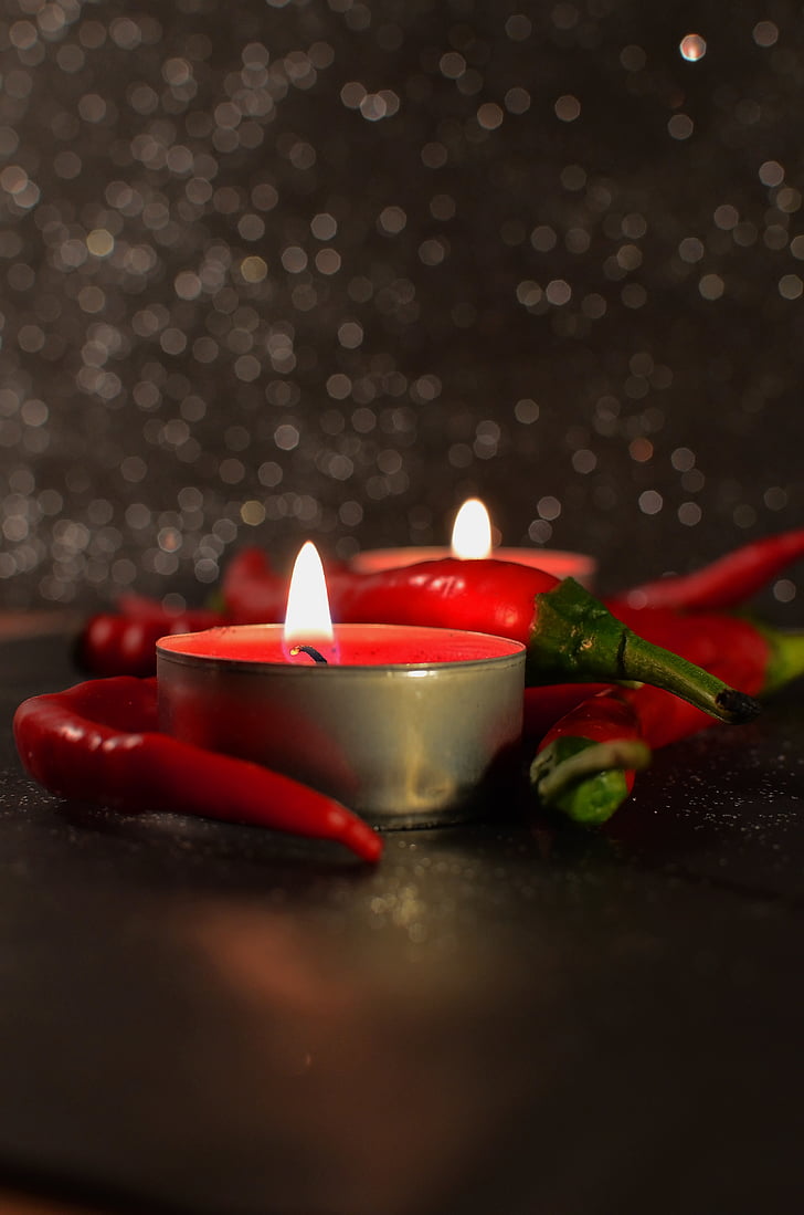 Closeup, Foto, červená, Čajová svíčka, svíčka, horká, svíčky