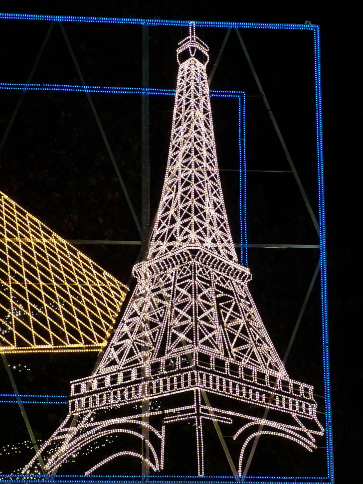 Eifelio bokštas, bokštas, apšvietimas, Kalėdos, Advento, apdaila, Kalėdų laikas