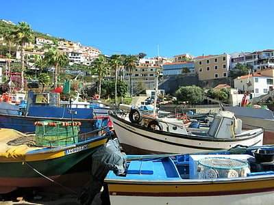 Мадейра, рибарско пристанище, лодки, морски кораб, море, пристанище, брегова линия