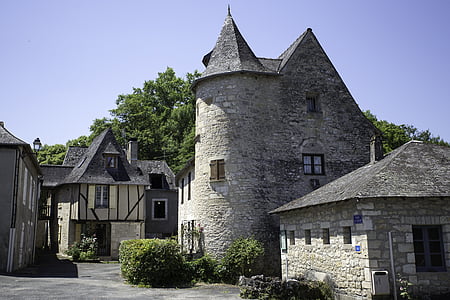 condat-sur-намира, Dordogne, Périgord, Франция, спиране дървени къща, замък, Шато
