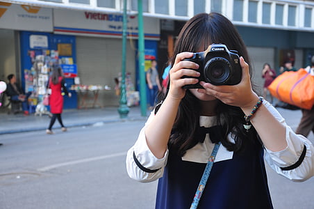 jeune fille, appareil photo, Viêt Nam