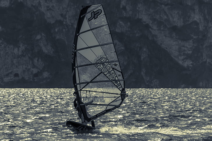 windsurfing, vodní sporty, vítr, voda, vlna, sportovní, volný čas