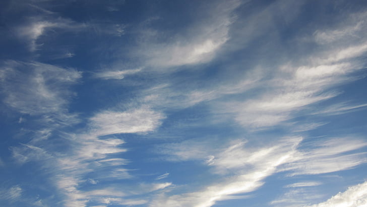 nuvens, Cirrus, filamentos, céu, padrão, plano de fundo, natureza