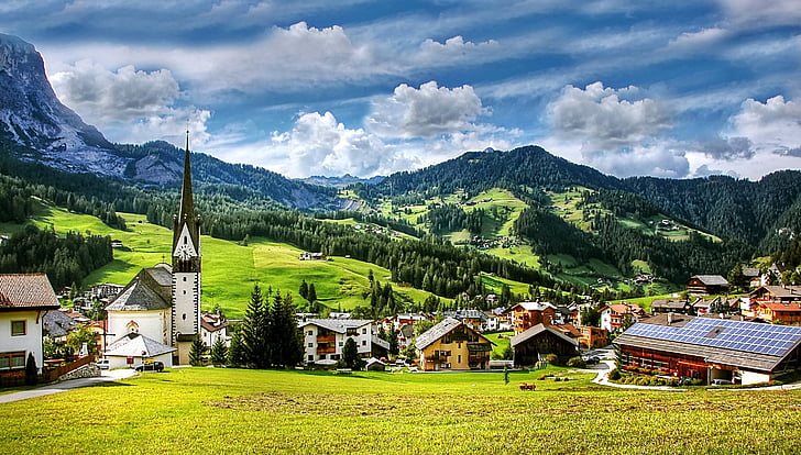 St leonhard, Dolomitas, montanhas, Tirol do Sul, Alpina, Itália, Património Mundial da UNESCO