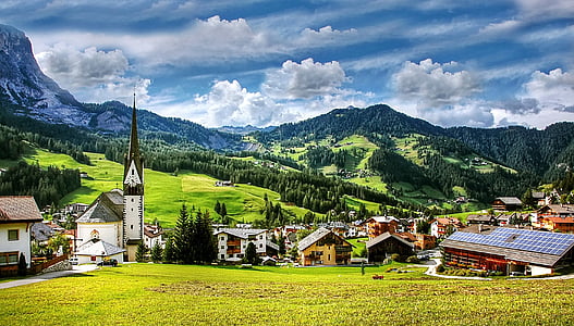 St. leonhard, Dolomitok, hegyek, Dél-Tirol, alpesi, Olaszország, UNESCO Világörökség