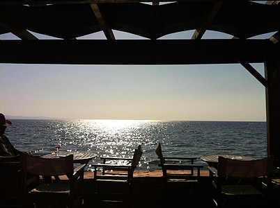 terrasse, havet, sommer
