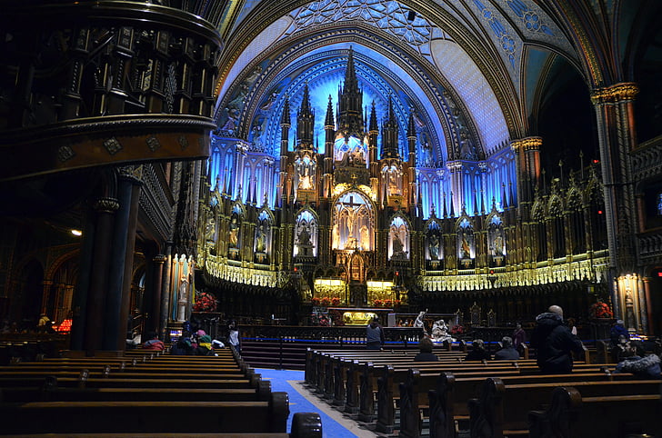 モントリオール, 大聖堂, 宗教, 宗教的です, キリスト教, カナダ, ブルー
