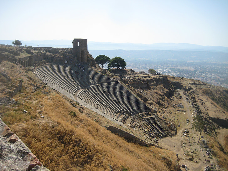 Pergamon, Anfiteatro de, Turquía, Teatro de la colina, excavaciones, Teatro