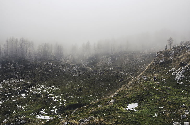 landskab, natur, kolde, Rocky, tåge, ingen mennesker, dag
