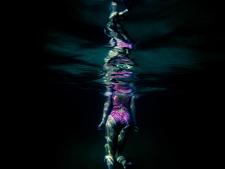 osoba, tijekom, kupaći kostim, pod vodom, vode, žena