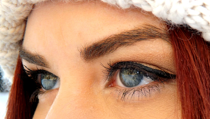 ulls blaus, Iris, gen, seductora, maquillatge, bellesa, per pintar