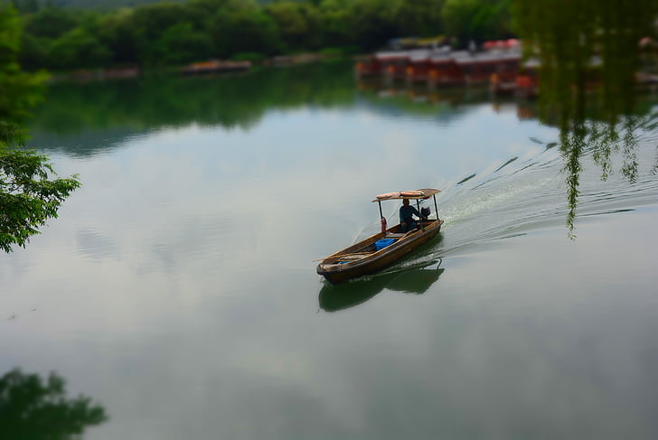 jiangnan, watertown, the scenery, ship, lake, sail